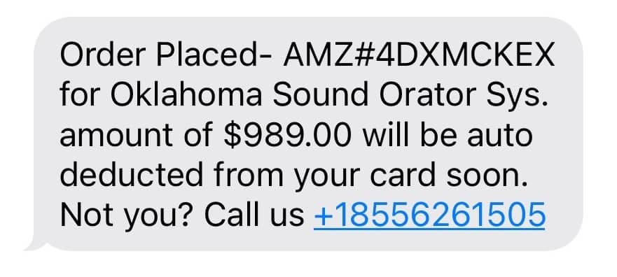 Text message scams about purchases you didn't make