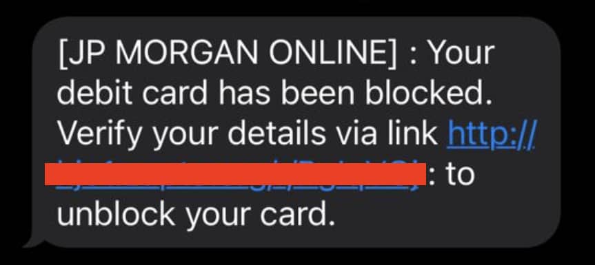 Fake debit card is locked text message scam