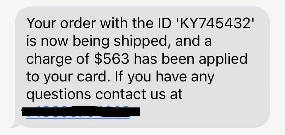 Example of a spam text threatening an automatic charge or fee if you don’t click on a link. Source: Reddit