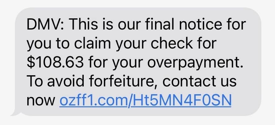 Fake refund text scam