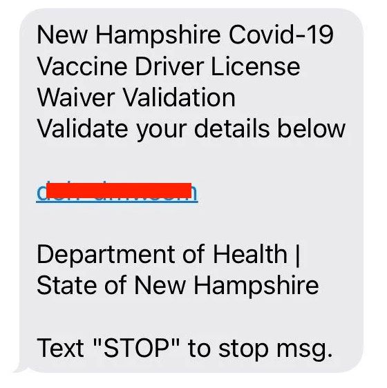 Covid-19 DMV text scam