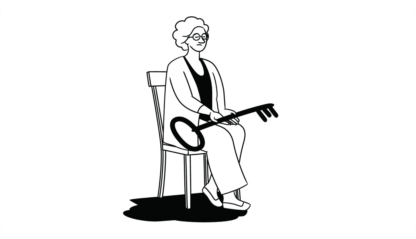 Illustration of a seated woman holding a large key