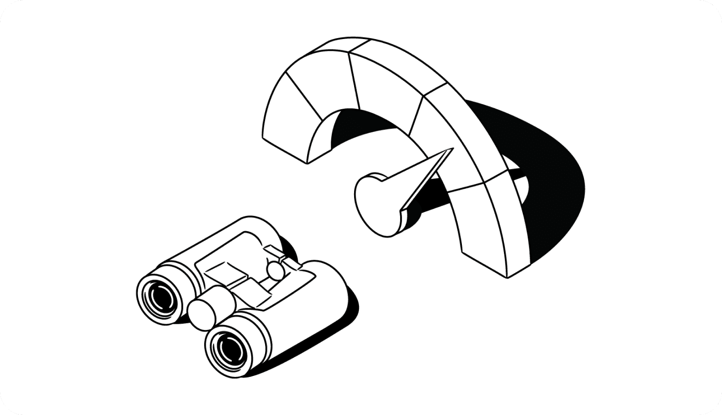 Illustration of a pair of binoculars next to a credit score