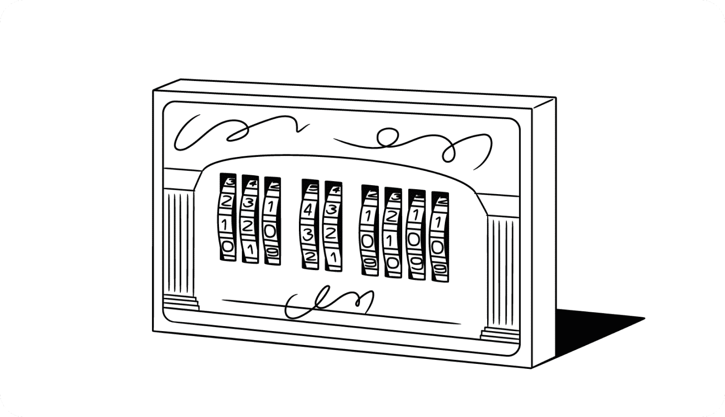An illustration of a number lock system on an SSN card