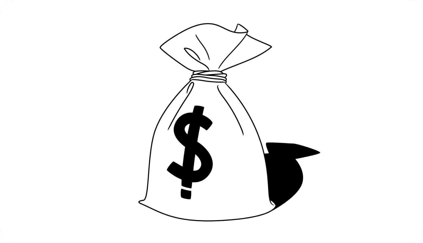 Illustration of a bag of money with a warning sign on the front.