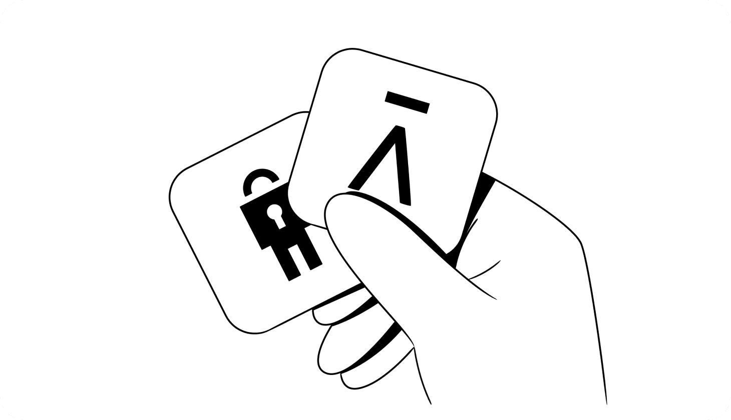 Illustration of a hand holding cards displaying the Aura and LifeLock logos