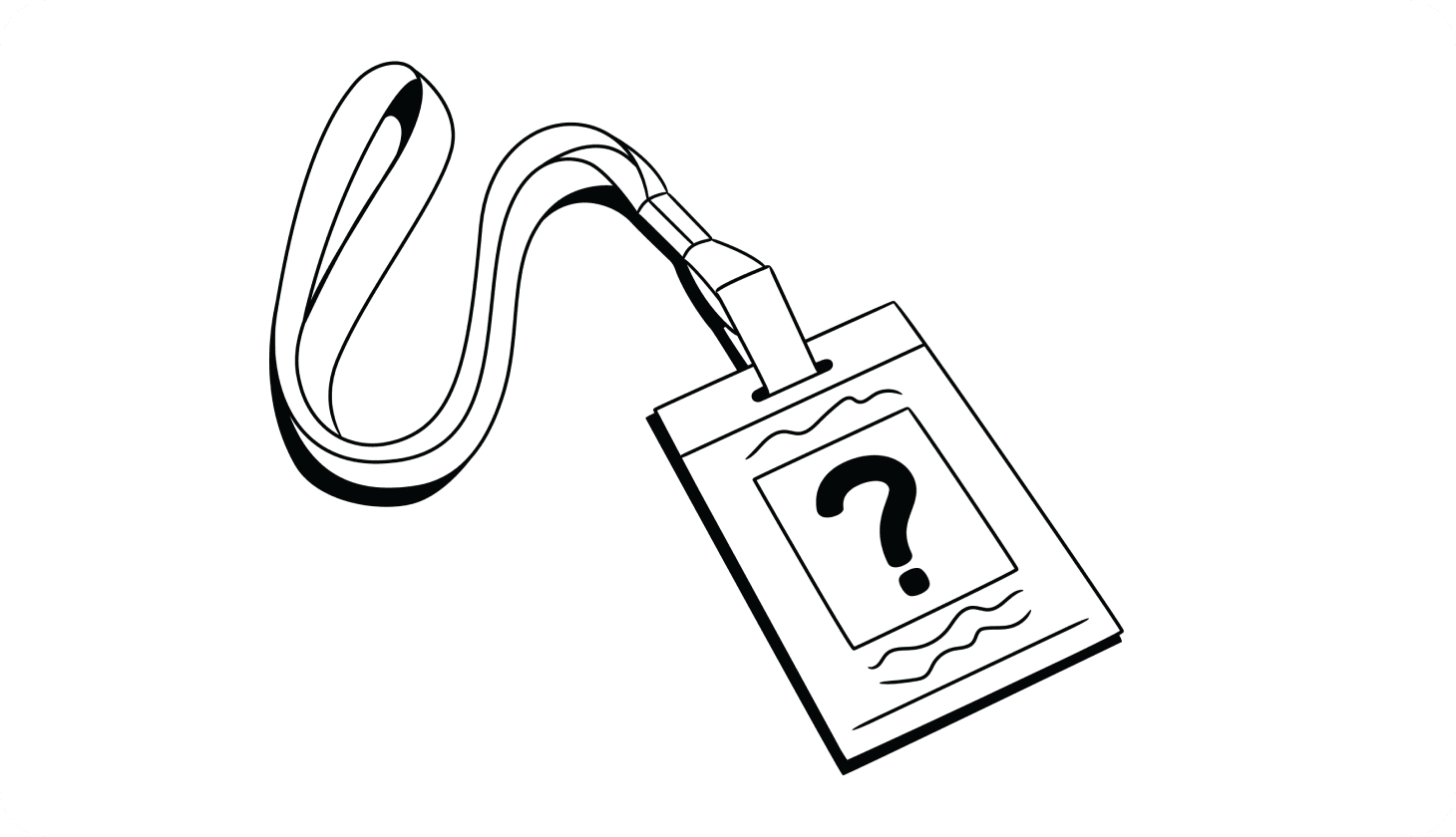 Employment identity theft: Lead image Illustration of what seems like an employee ID card with a question mark in place of a person’s photo