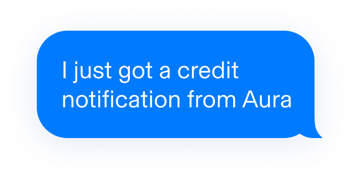 Response text message: Text: I just got a credit notification from Aura.