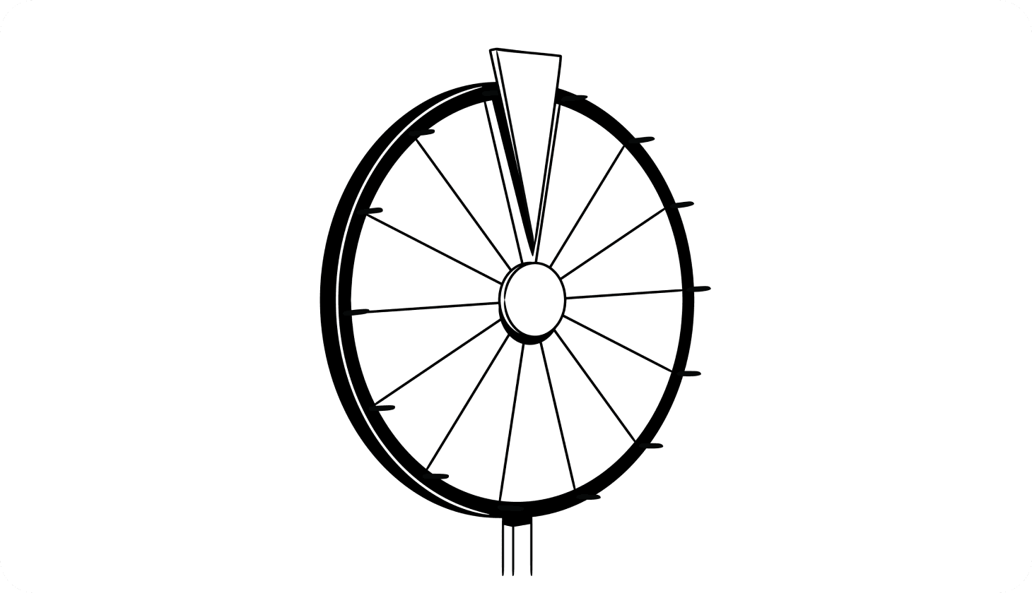 An illustration of a roulette-style wheel with wedges like a wheel of fortune