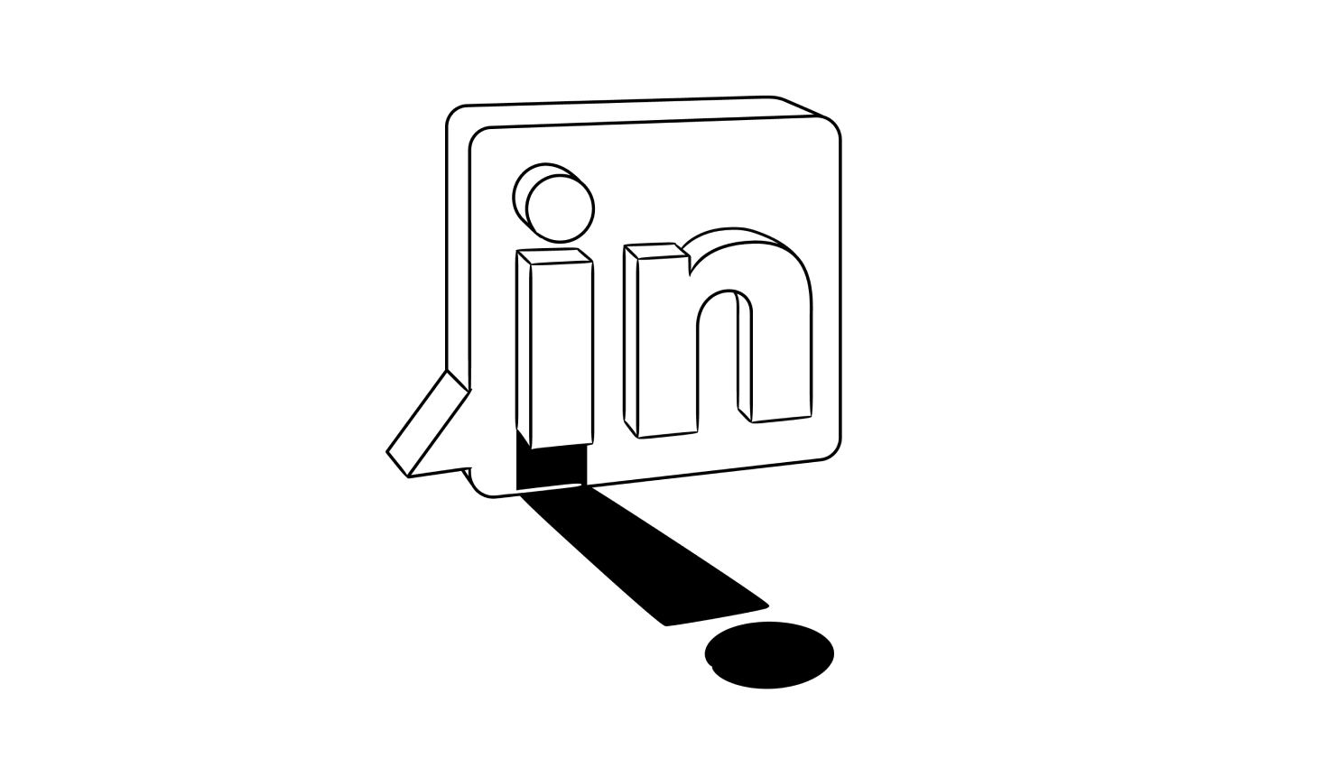 An illustration of the LinkedIn logo inside a speech bubble