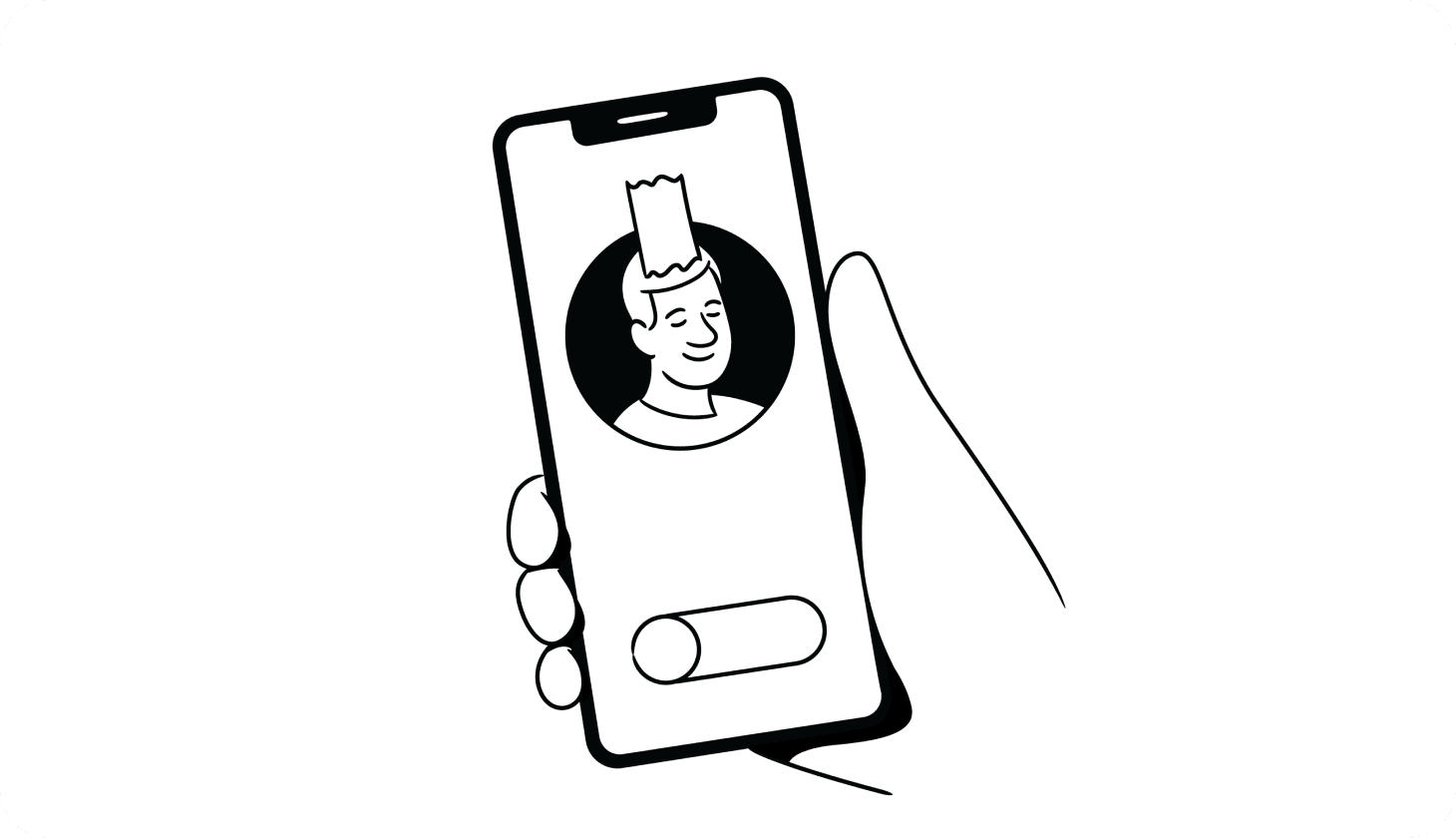 An illustration of taped headshot displayed on a phone screen