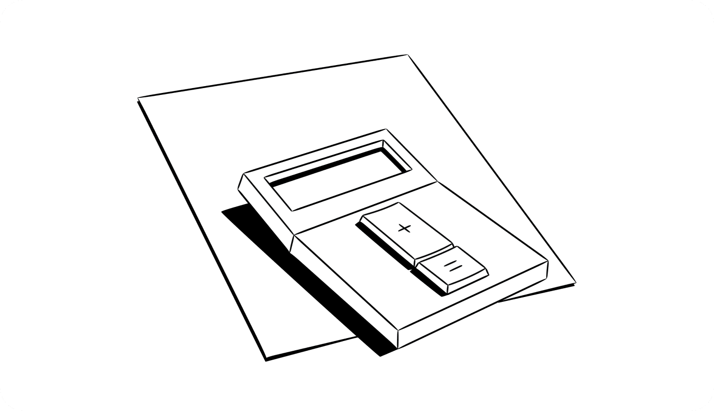 An illustration of a calculator with an exclamation mark made out of the buttons