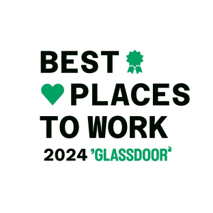 Glassdoor award badge. Text: Best places to work 2024. Glassdoor.