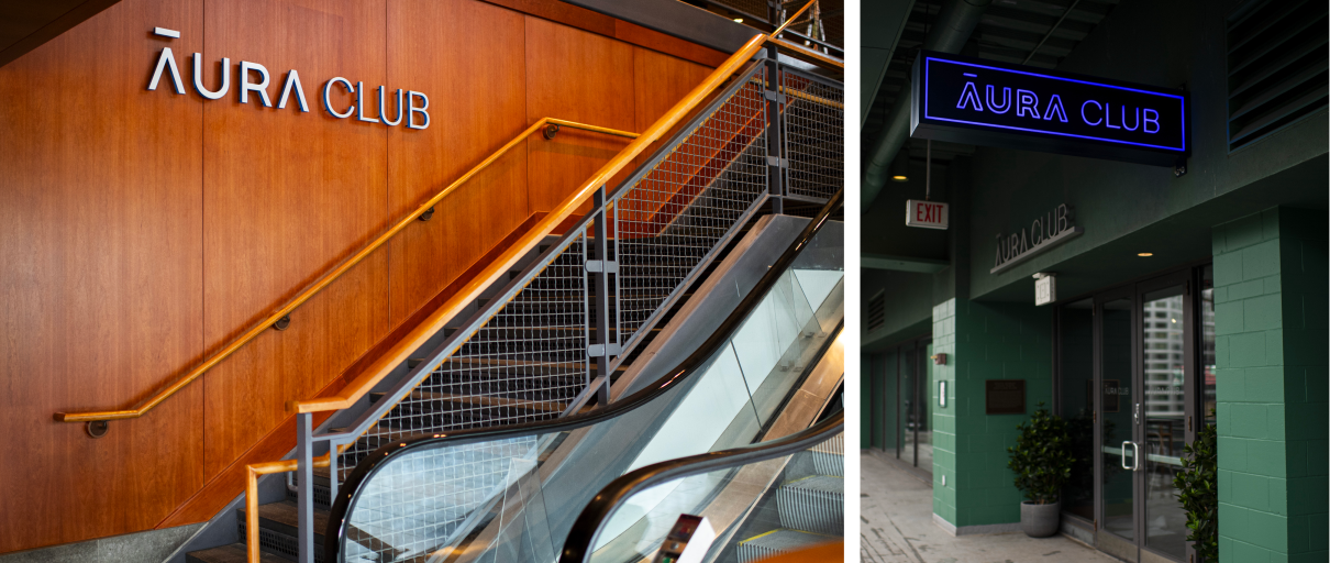 Images of the Aura Club at Fenway Park in Boston.