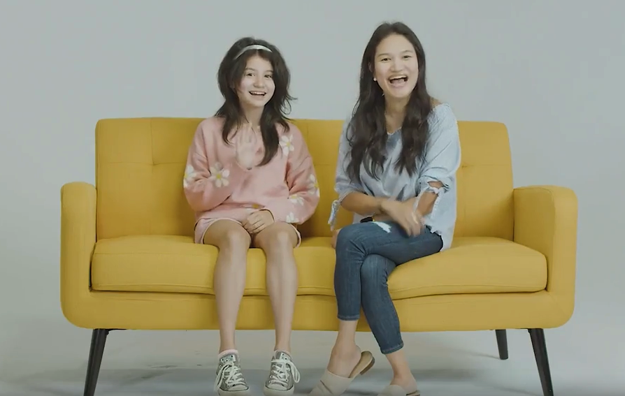 Mom and daughter on couch