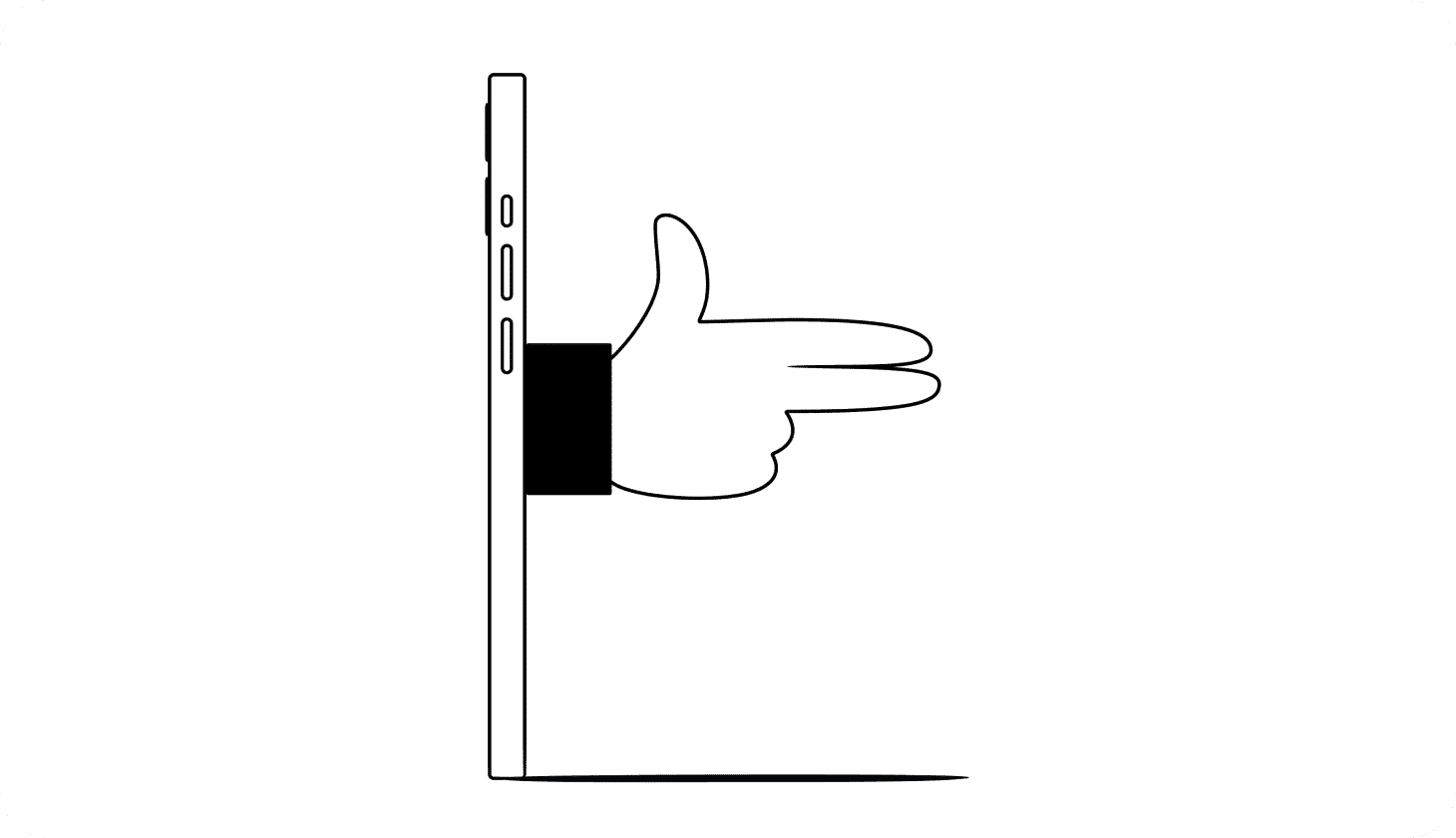 Illustration of a phone projecting a hand with two fingers pointing out