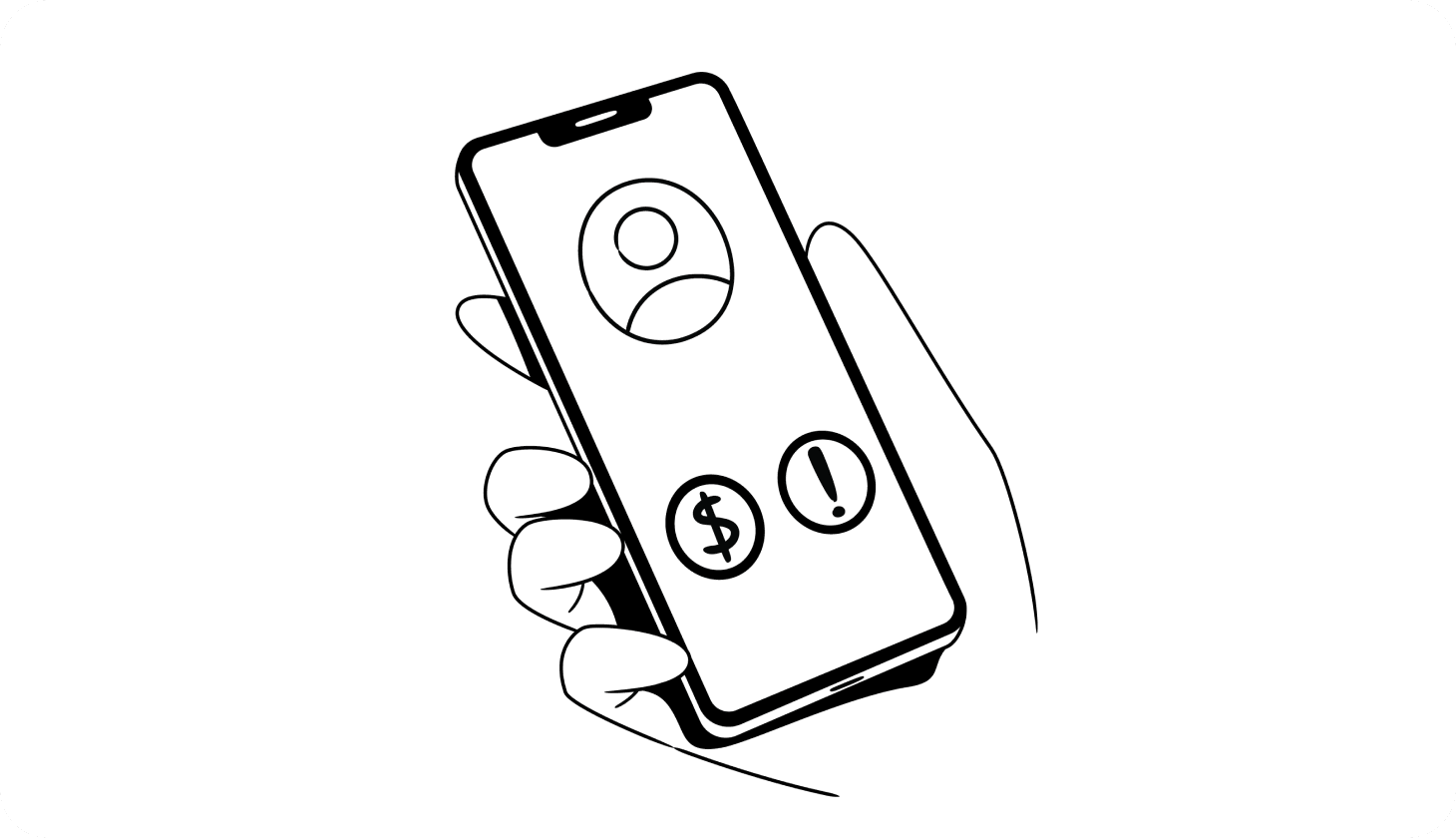 An illustration of an incoming call appearing on a phone that is handheld