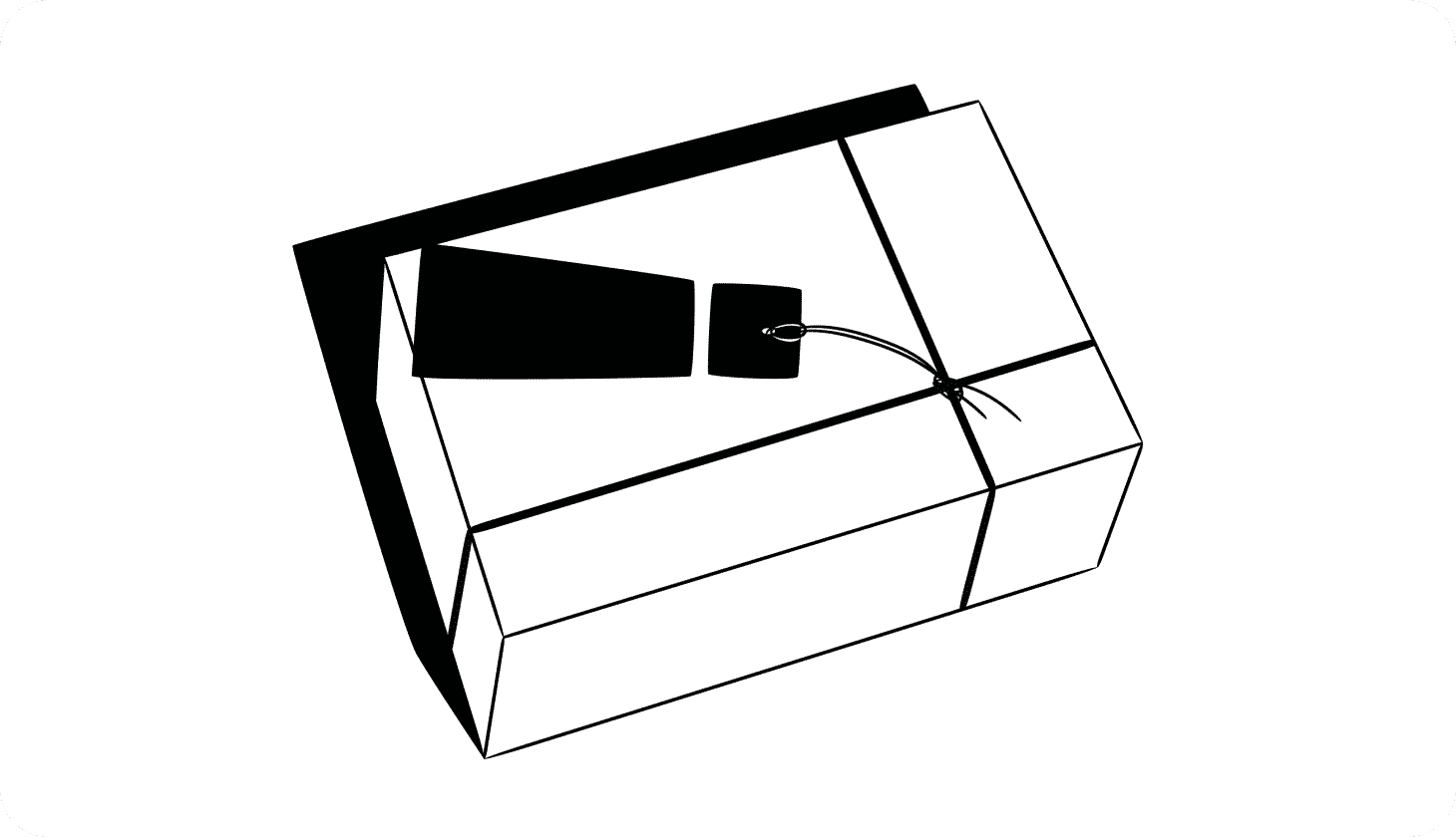 An illustration showing a present with an exclamation for a tag (indicating a scam)