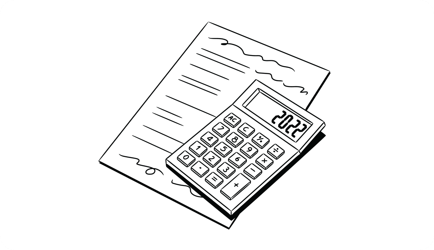 An illustration of a calculator on top of a document