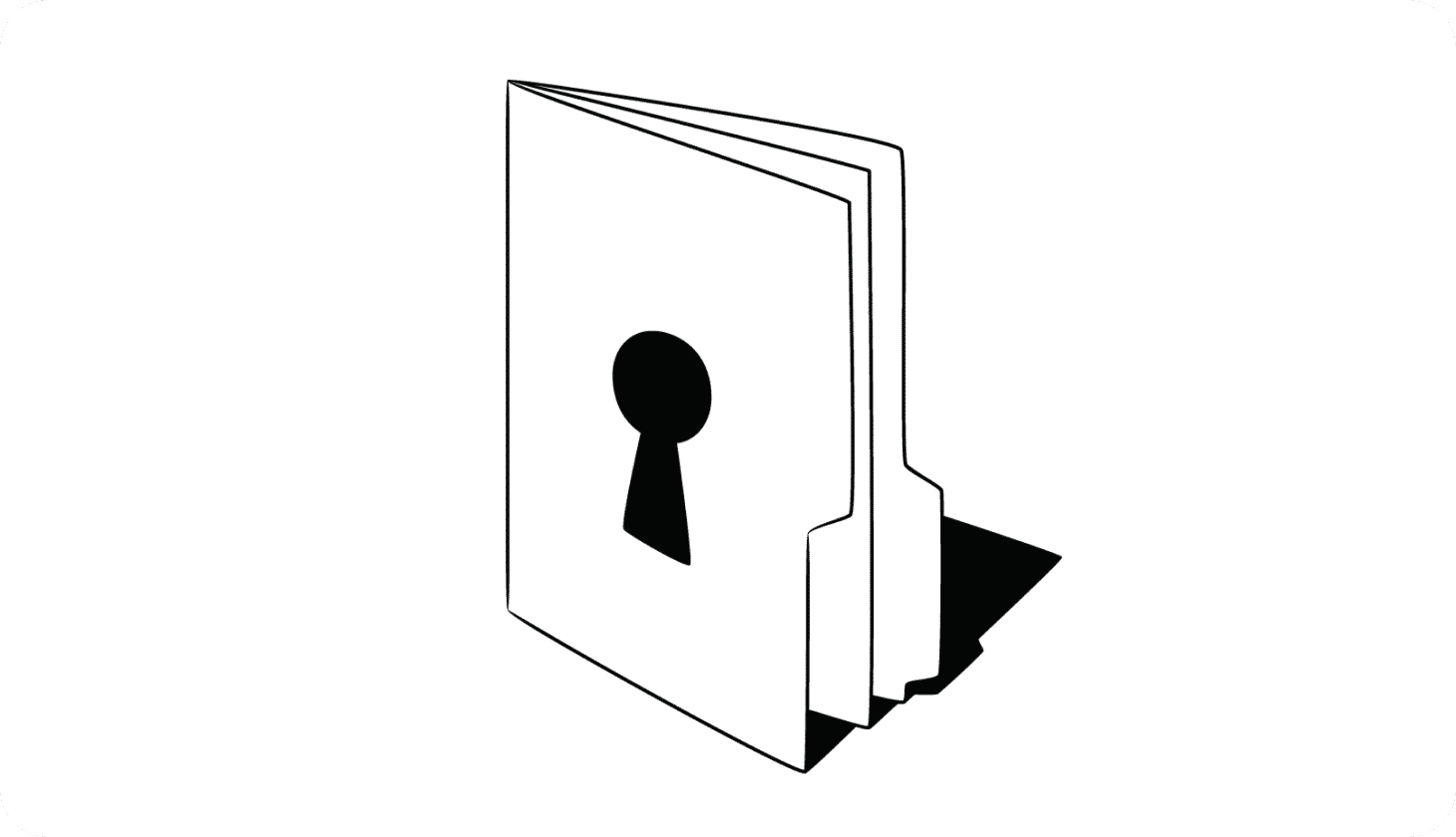 An illustration of an upright paper folder with a lock icon on the cover