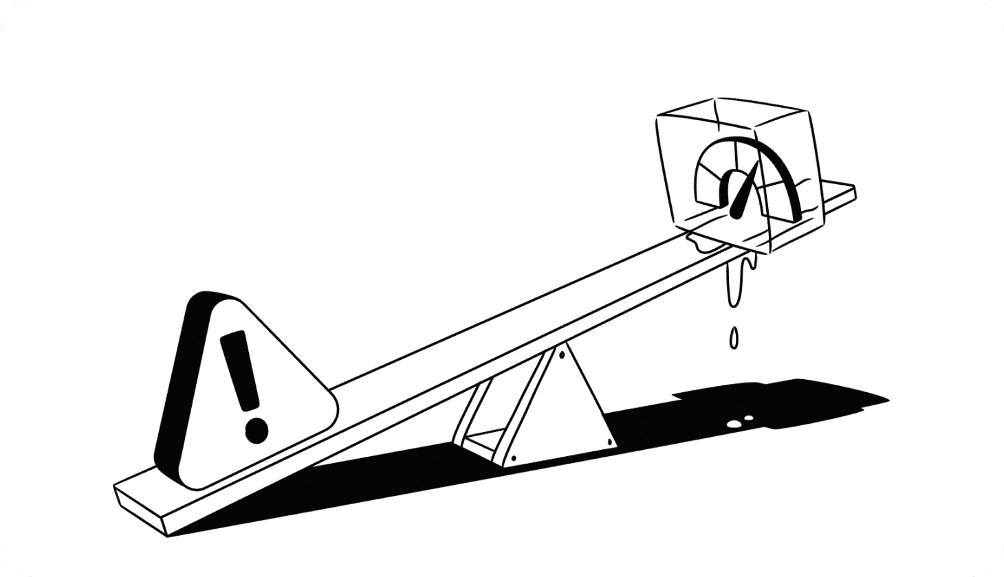 A see-saw with an alert on one end and a credit score encased in ice on the other