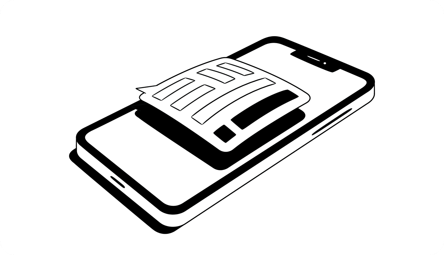 Illustration of a smartphone with an email on the screen containing a warning symbol