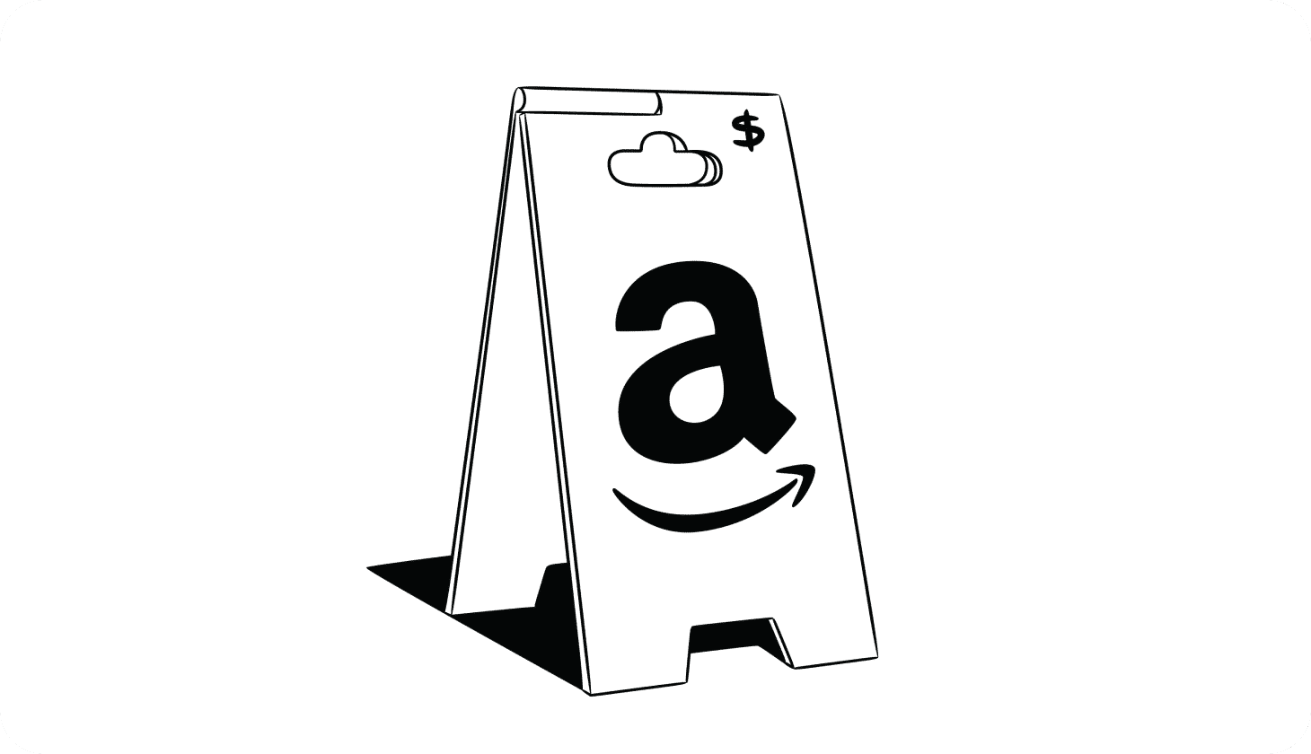 Illustration showing the Amazon logo on a sidewalk sign
