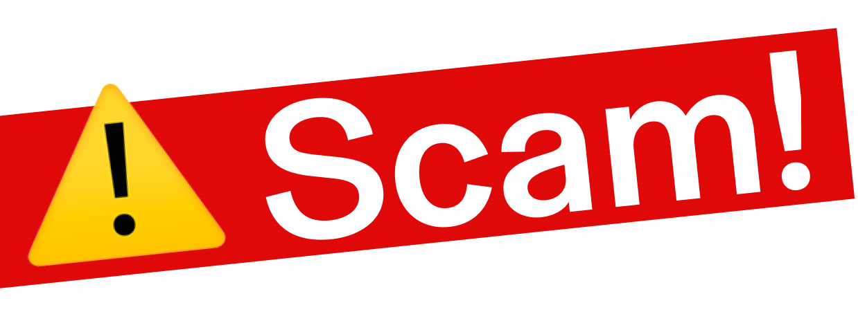 Alert symbol and label saying Scam!