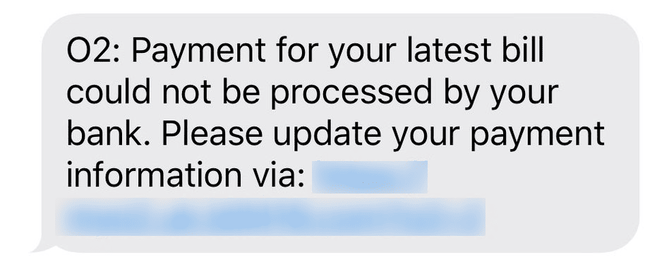 Fake payment didn't go through text scam example